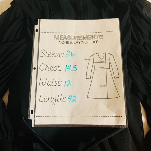 Badgley Mischka Women's Black Puff Pleated Sleeve Bodycon Sheath Midi Dress Sz 0 - Picture 7 of 7